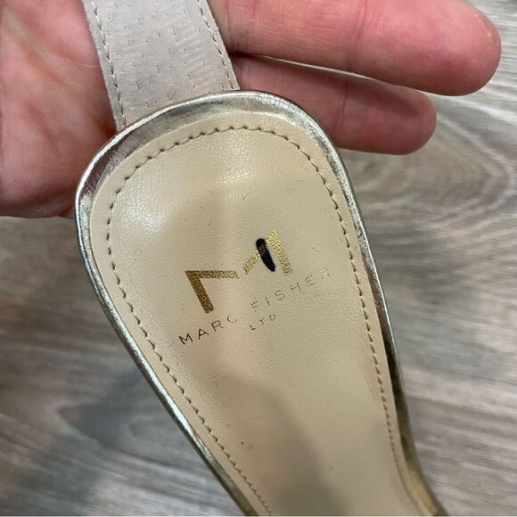 MARC FISHER KARIMA HEELED SANDALS Golden Tone Rhinestone Straps Sandals - Picture 8 of 11